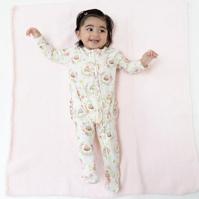 Angel Dear 2W Zipper Ruffle Footie - Floral Owl Families-128-F25-FOF NB-Pumpkin Pie Kids Canada
