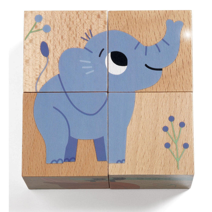 Djeco Wooden Cubes - Wild & Co-DJ01904-Pumpkin Pie Kids Canada