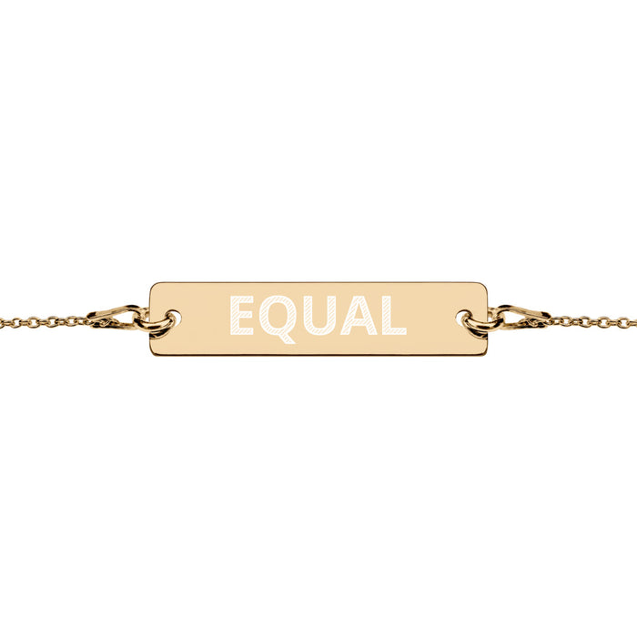 Equal Engraved Silver Bar Chain Bracelet