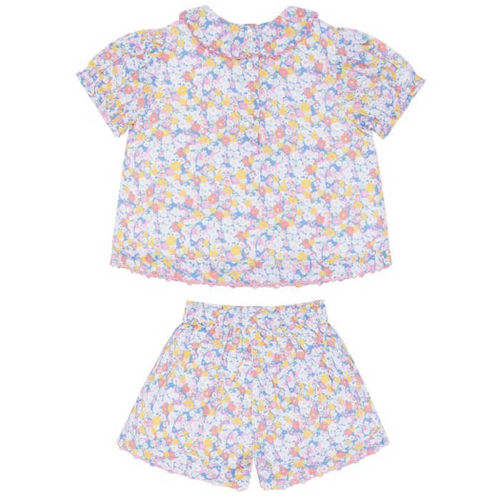 girls jasmine blossom puff sleeve top and short set