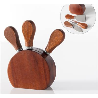Grove Round Block 3 Pc Cheese Knife Set