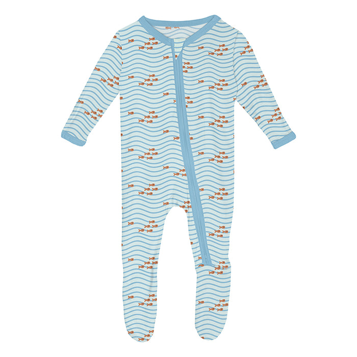 KicKee Pants Footie w/2W Zipper - Fresh Air Little Fishy-FZ112-1-LI-S25D3B-FALF N-Pumpkin Pie Kids Canada