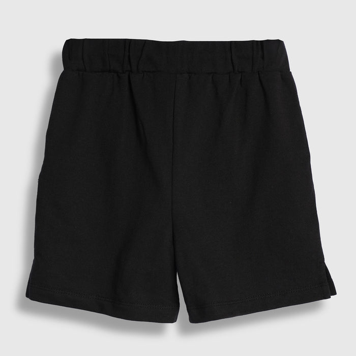 Kids Boys Shorts in Black with Soft Comfort Fabric, Drawcord Waist & Regular Fit