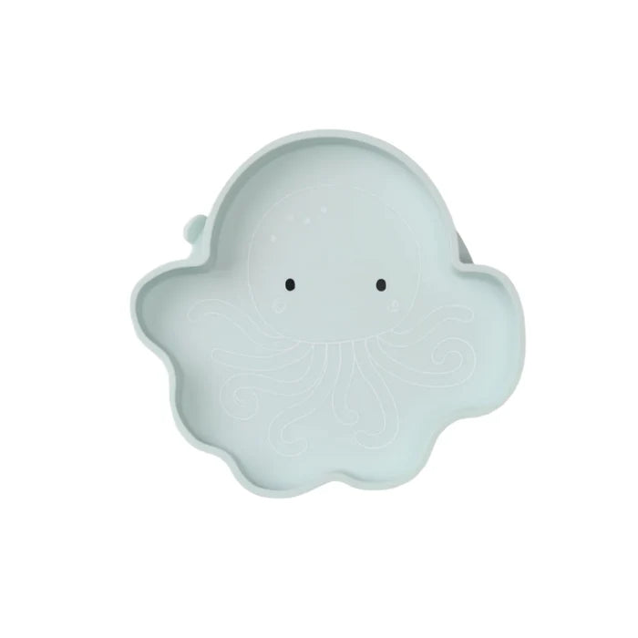Loulou Lollipop Silcone Snack Plate - Olly Octopus-SPL-010-MNT-Pumpkin Pie Kids Canada