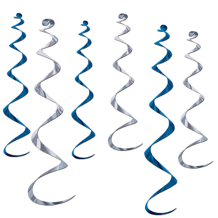 Oktoberfest Themed Blue and Silver Twirly Whirlys Party Decorations - ScandinavianGiftOutlet