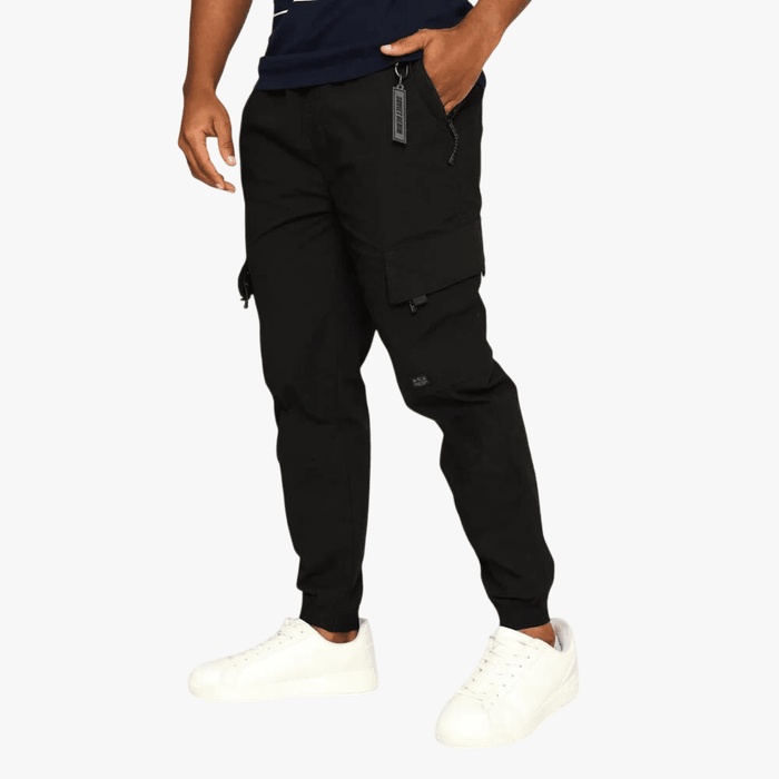 Soviet Mens Thunderbolt Elasticated Cargo Pants Black | Soviet