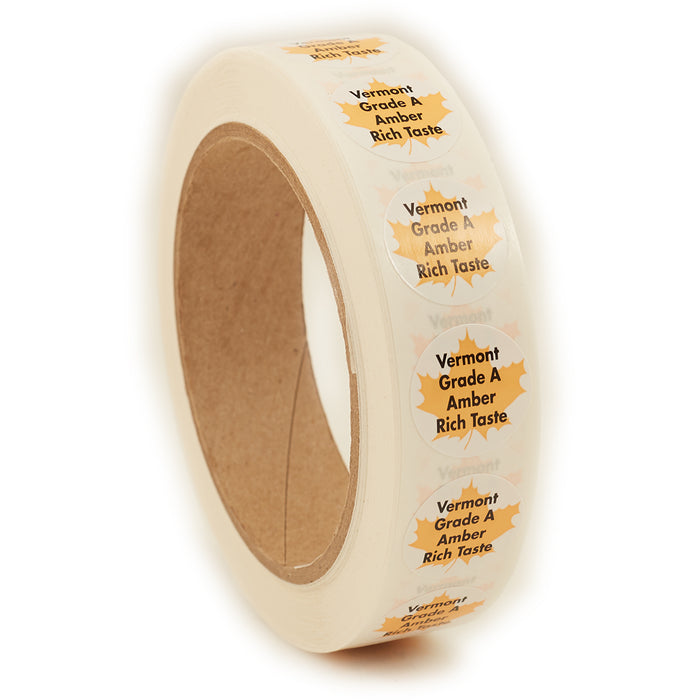 VT Grade A Amber Rich Taste Grade Label, Leaf Circle, 1,000/roll