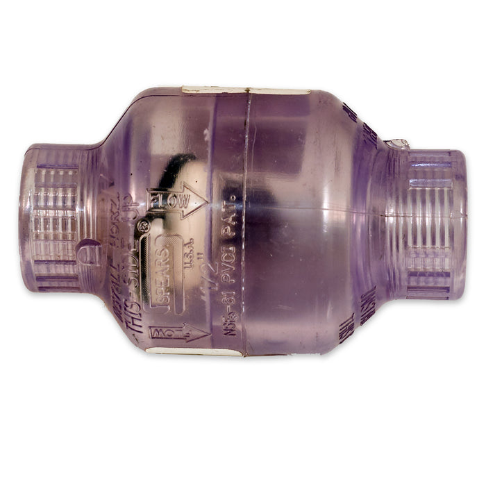 1/2" Clear Plastic Check Valve