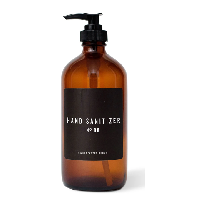 16oz Amber Glass Dish Soap Dispenser - Black Label