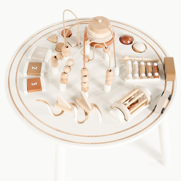 Camel@Activity table with bead abacus, shape sorting elements, and interactive play features for kids