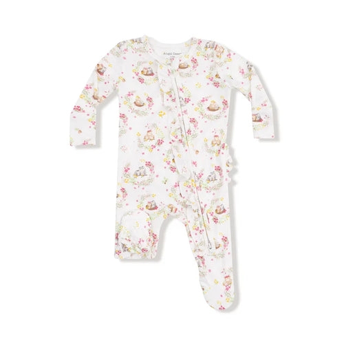 Angel Dear 2W Zipper Ruffle Footie - Floral Owl Families-128-F25-FOF NB-Pumpkin Pie Kids Canada