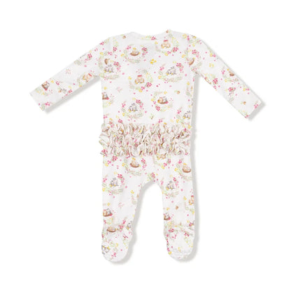 Angel Dear 2W Zipper Ruffle Footie - Floral Owl Families-128-F25-FOF NB-Pumpkin Pie Kids Canada