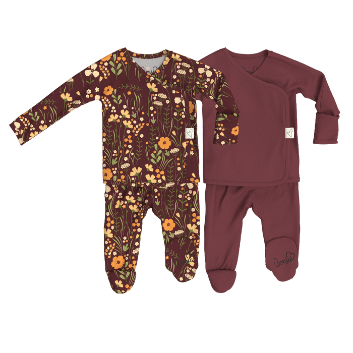 Baby Bundle Footie - Autumn Meadow + Mulberry
