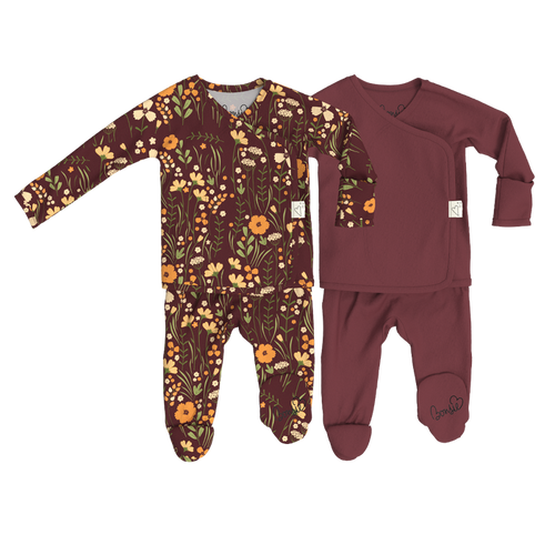 Baby Bundle Footie - Autumn Meadow + Mulberry