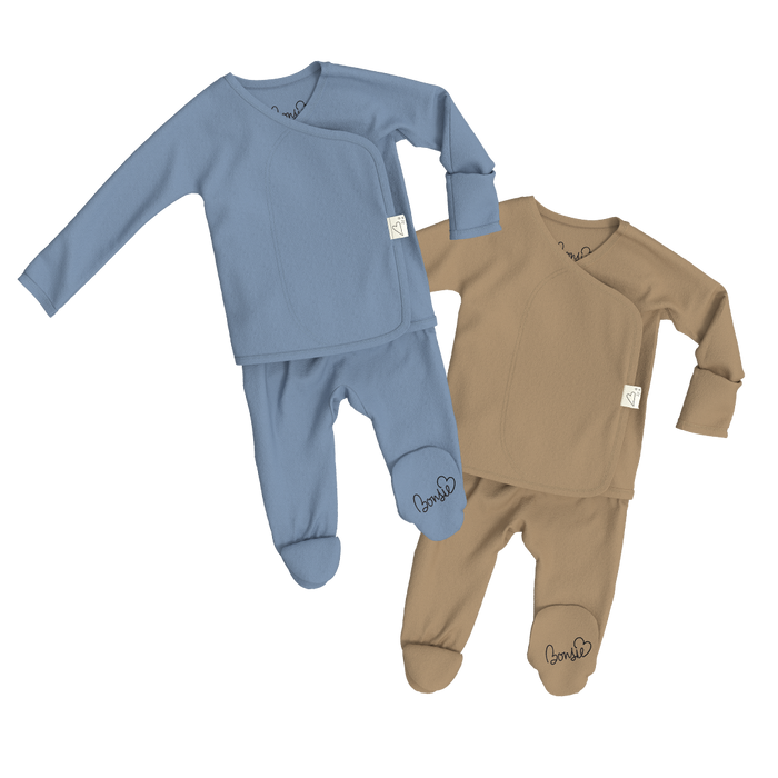 Baby Bundle Footie - Dusty Sky + Mocha