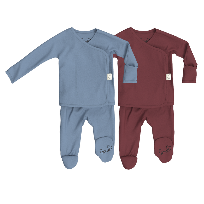 Baby Bundle Footie - Dusty Sky + Mulberry