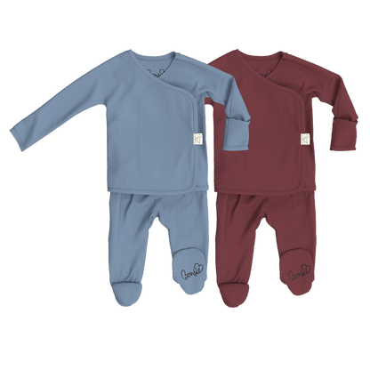 Baby Bundle Footie - Dusty Sky + Mulberry