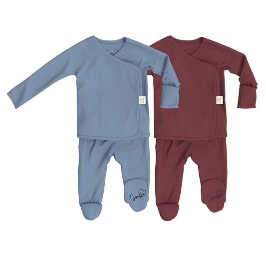 Baby Bundle Footie - Dusty Sky + Mulberry
