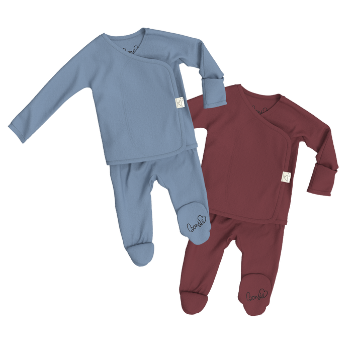 Baby Bundle Footie - Dusty Sky + Mulberry