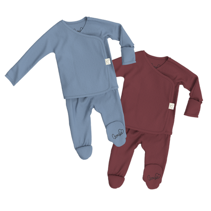 Baby Bundle Footie - Dusty Sky + Mulberry