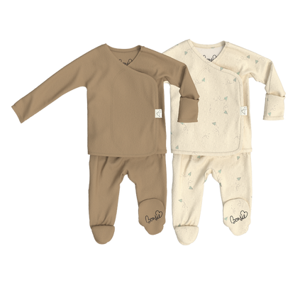 Baby Bundle Footie - Mocha + Flight Crew