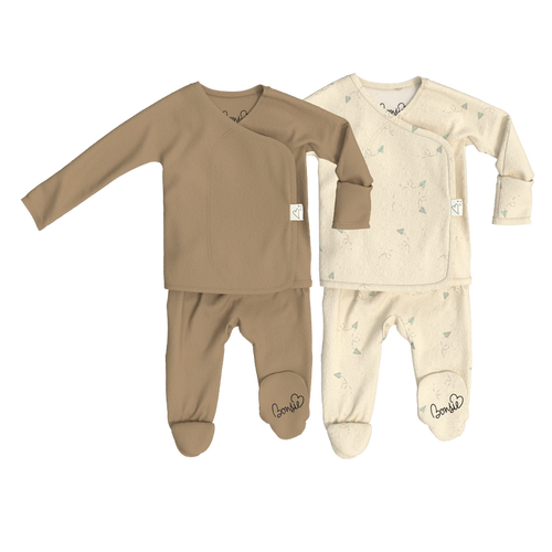 Baby Bundle Footie - Mocha + Flight Crew