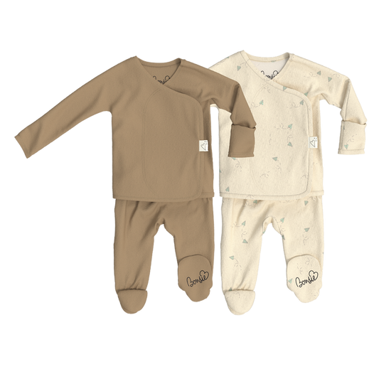Baby Bundle Footie - Mocha + Flight Crew