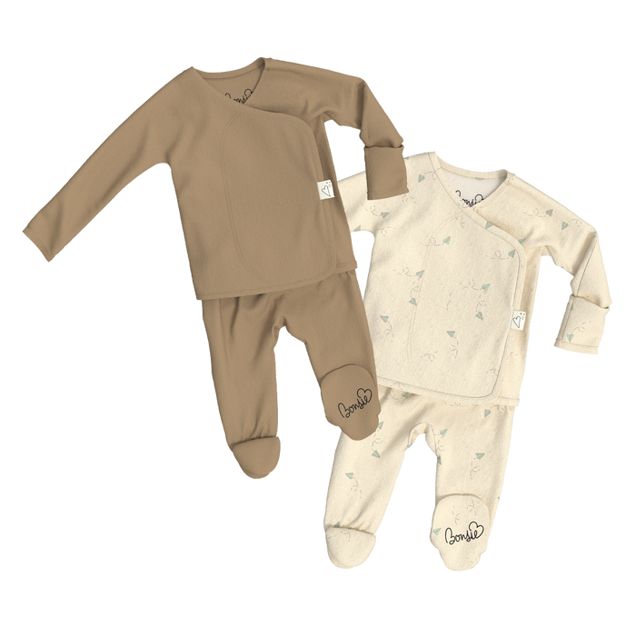 Baby Bundle Footie - Mocha + Flight Crew