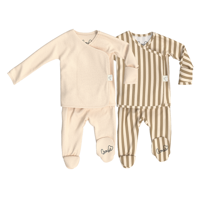 Baby Bundle Footie - Oat + Toffee Twist