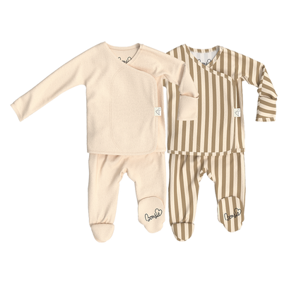Baby Bundle Footie - Oat + Toffee Twist