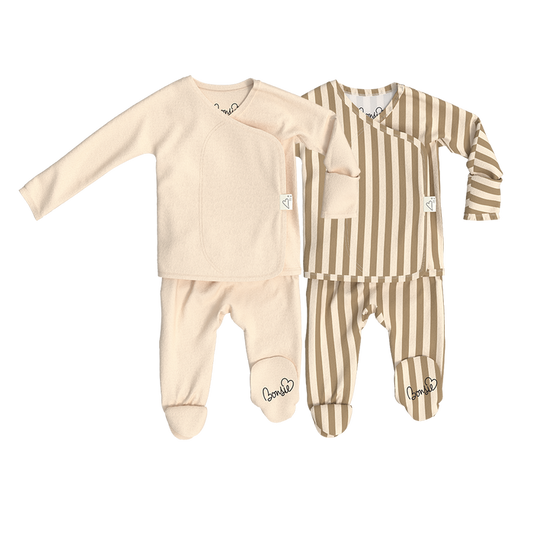 Baby Bundle Footie - Oat + Toffee Twist