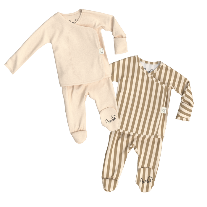 Baby Bundle Footie - Oat + Toffee Twist
