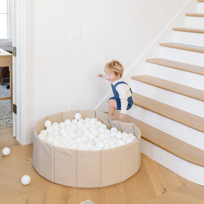 Millet@Modern ball pit styled in a neutral living room for kids’ play