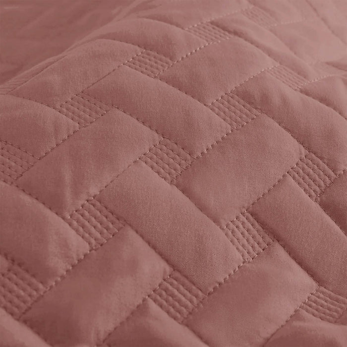 GentleSoft rose quilt close-up showing basket weave texture and polyester microfiber detail.