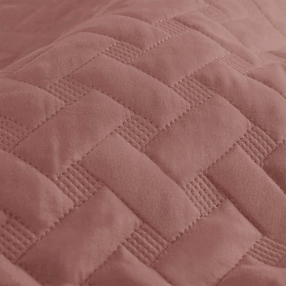 GentleSoft rose quilt close-up showing basket weave texture and polyester microfiber detail.