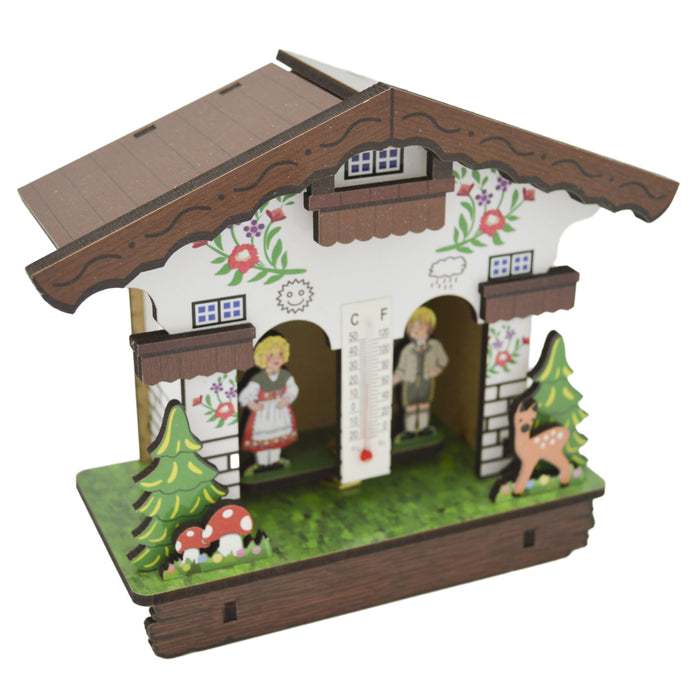 Bavarian Themed Barometer Thermometer German Weather House - ScandinavianGiftOutlet