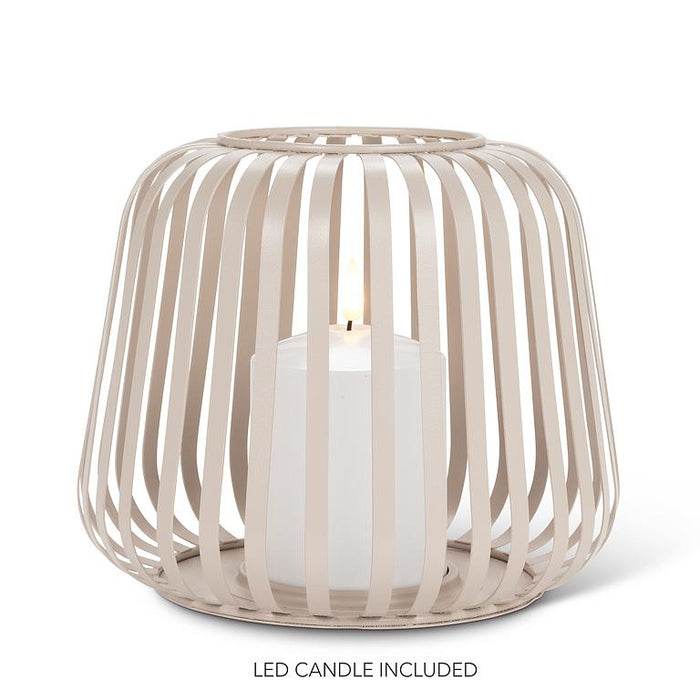 Cage Lantern with LED Light | Sand