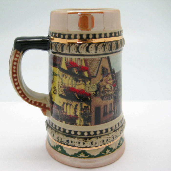 Ceramic Beer Stein German Village Scene Shot - ScandinavianGiftOutlet
