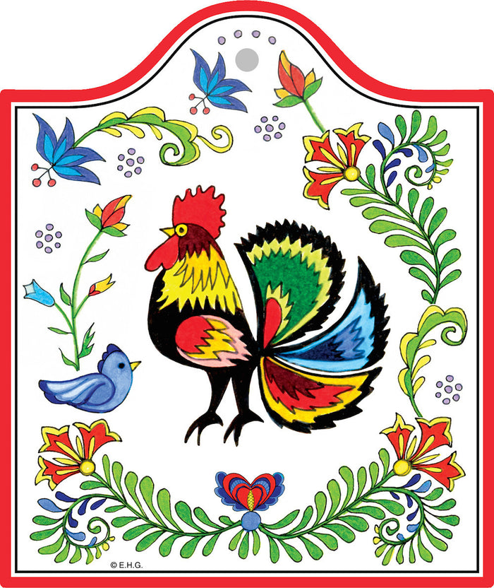 Ceramic Cheeseboard w/ Cork Backing: Rooster - ScandinavianGiftOutlet