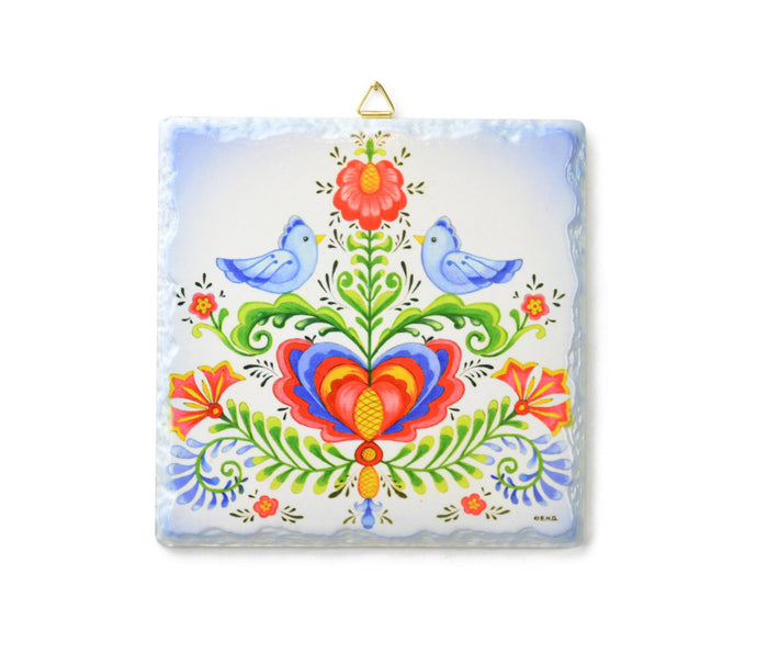 Ceramic Deluxe Plaque: Lovebirds