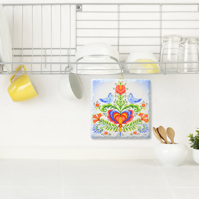Ceramic Deluxe Plaque: Lovebirds