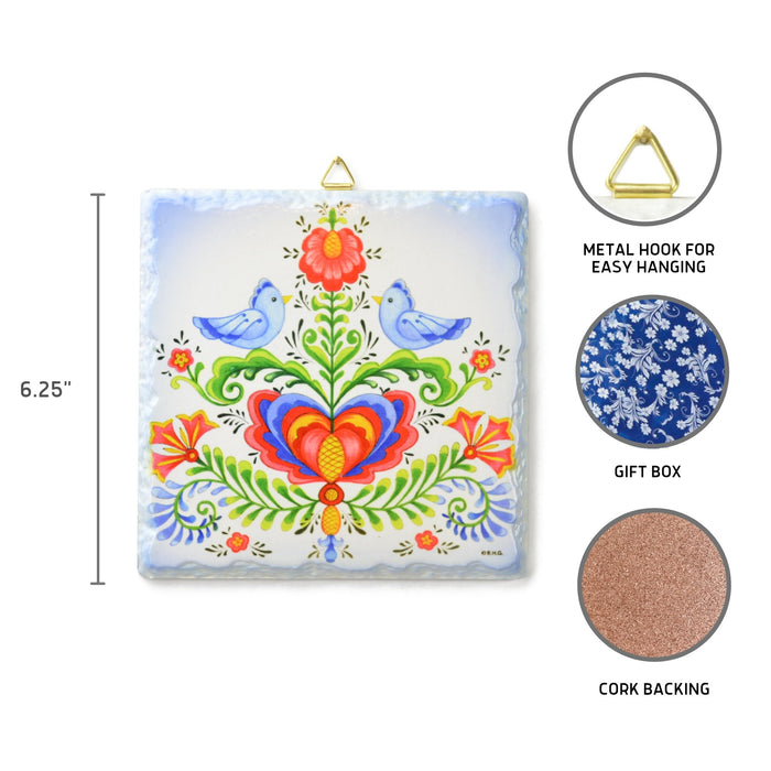 Ceramic Deluxe Plaque: Lovebirds