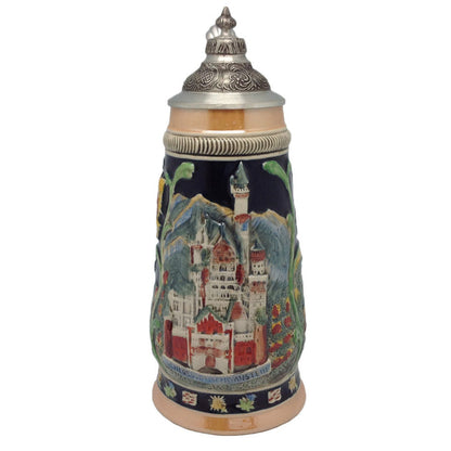 Ceramic Beer Stein Ludwig Theme w/Lid - ScandinavianGiftOutlet