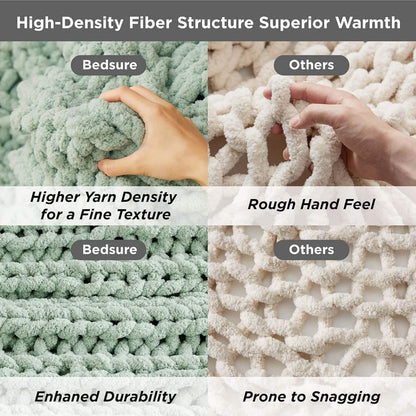 GentleSoft chenille blanket vs. competitors: high-density knit for warmth and durability. Smooth texture, no snagging.