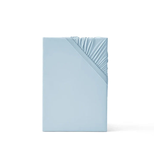 Light blue cooling fitted sheet with secure elastic fit