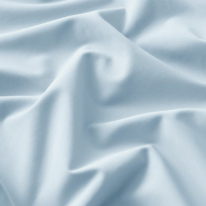 Light blue cooling fabric swatch with textured weave, for fitted sheets.