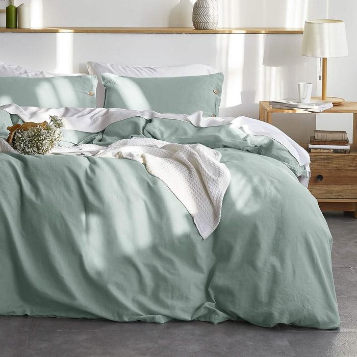 GentleSoft™ Cotton Linen Hybrid Duvet Cover Set