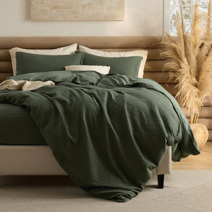 Cotton Waffle Duvet Cover Set
