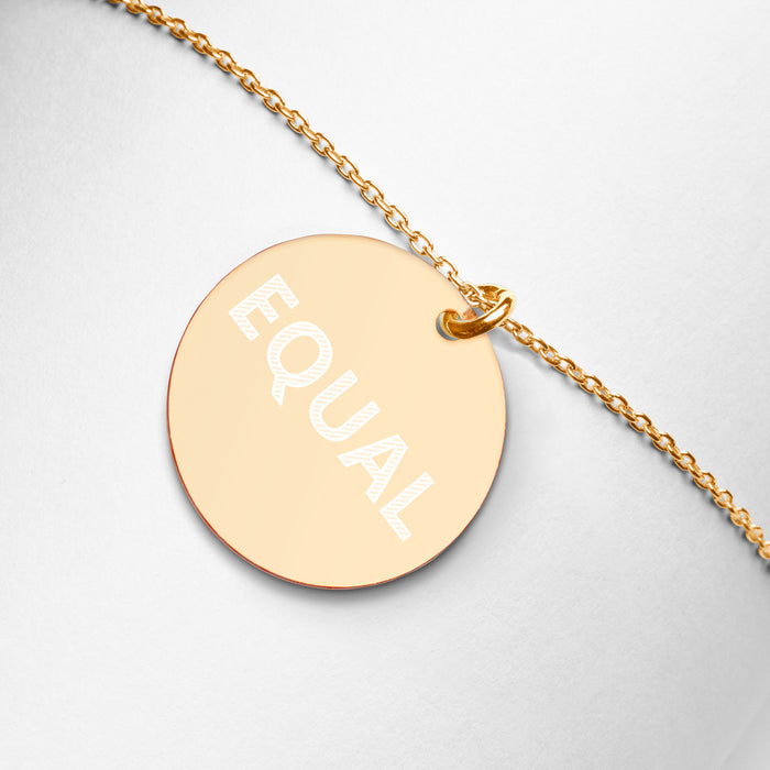 Created Equal Engraved Silver Disc Necklace