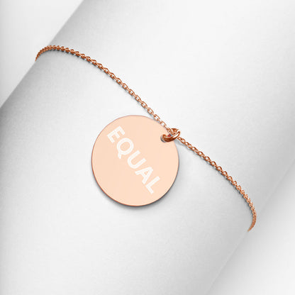 Created Equal Engraved Silver Disc Necklace
